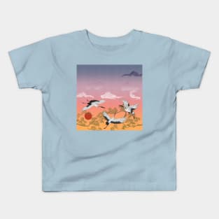 Cranes at sunset Kids T-Shirt